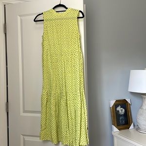 Mango neon yellow Polka dot dress size S